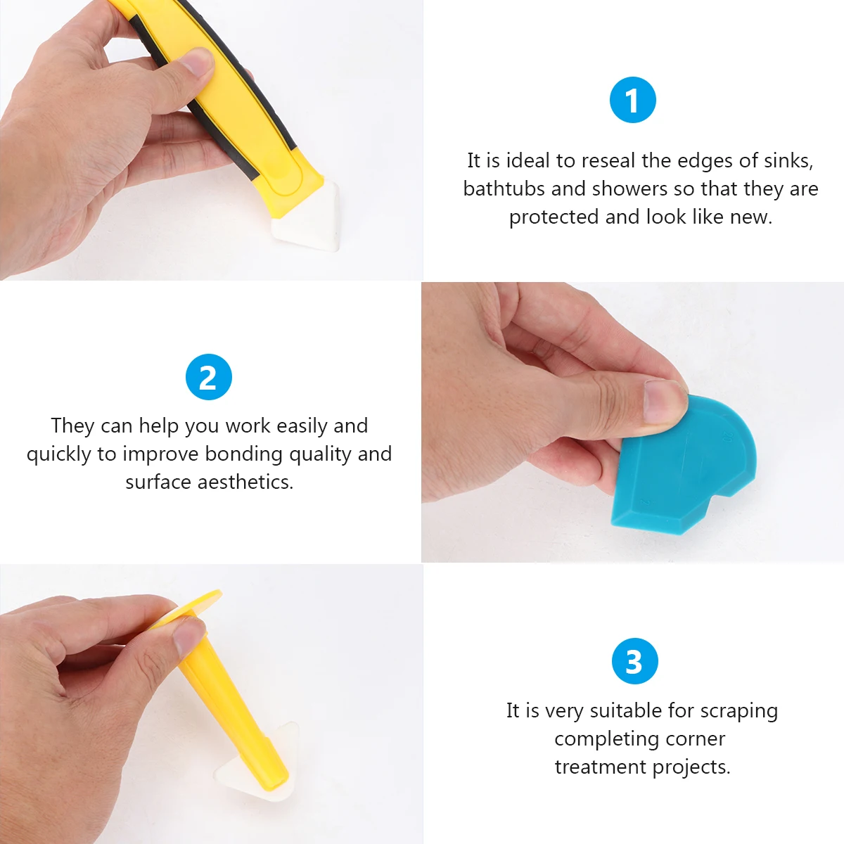 

12 Pieces Caulk Nozzle Tip Sealant Scraper Glue Shovel Glass Spatula Silicone Grout Cleaner Kitchen Bathroom Fitter Sink DIY