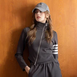 TC668  Autumn and winter high-quality women's stand collar asymmetrical design sweatshirt