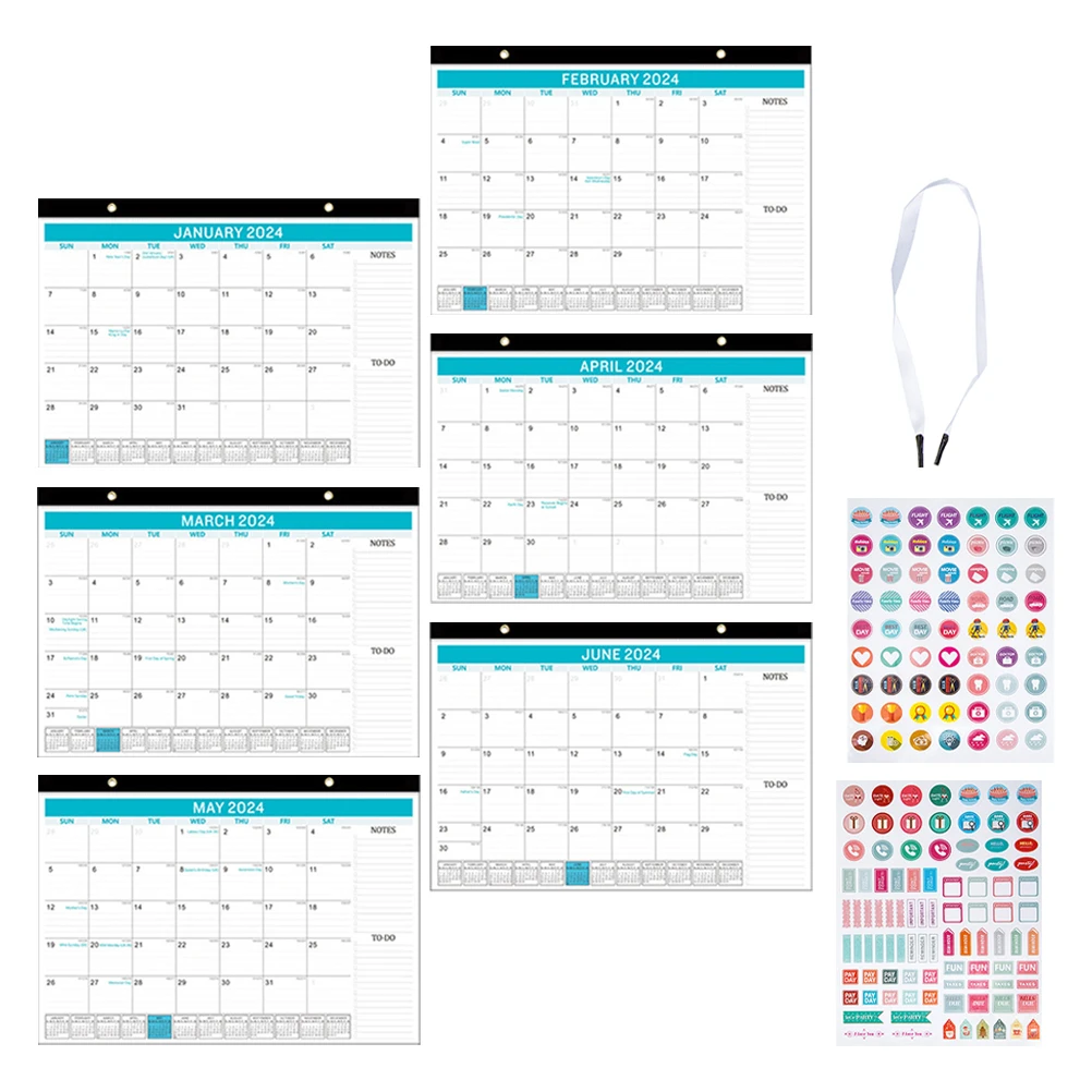 

2024 2025 Wall Calendar Monthly Planner Appointment Hanging Daily Use Family Home Holiday Room Blue