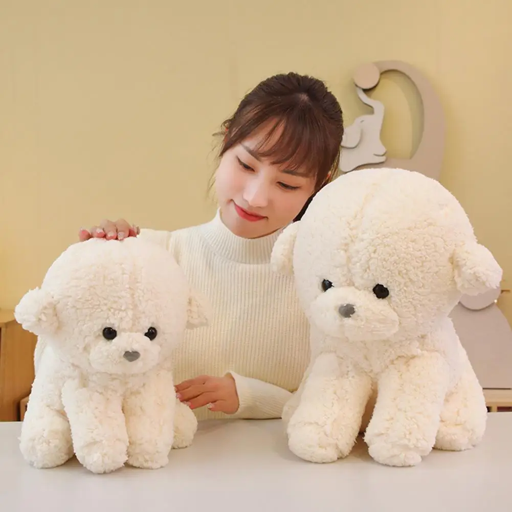 Realistic Dog Plushie Soft Fluffy Sitting Dog Plush Toy Cute Stuffed Puppy Plushie Kids Comfort Doll Home Decoration Girlfriend