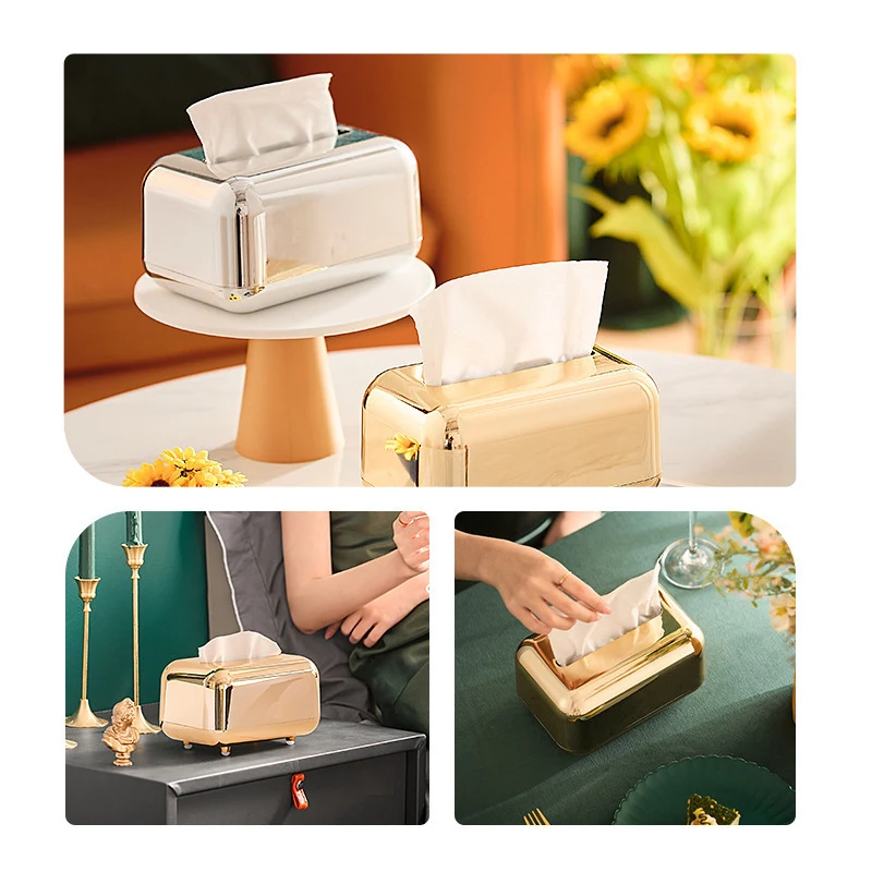 Nordic Style Tissue Boxes Storage Napkin Holder Paper Case Organizer Ornament Craft Desktop Tissue Holder Kitchen Tissue Box