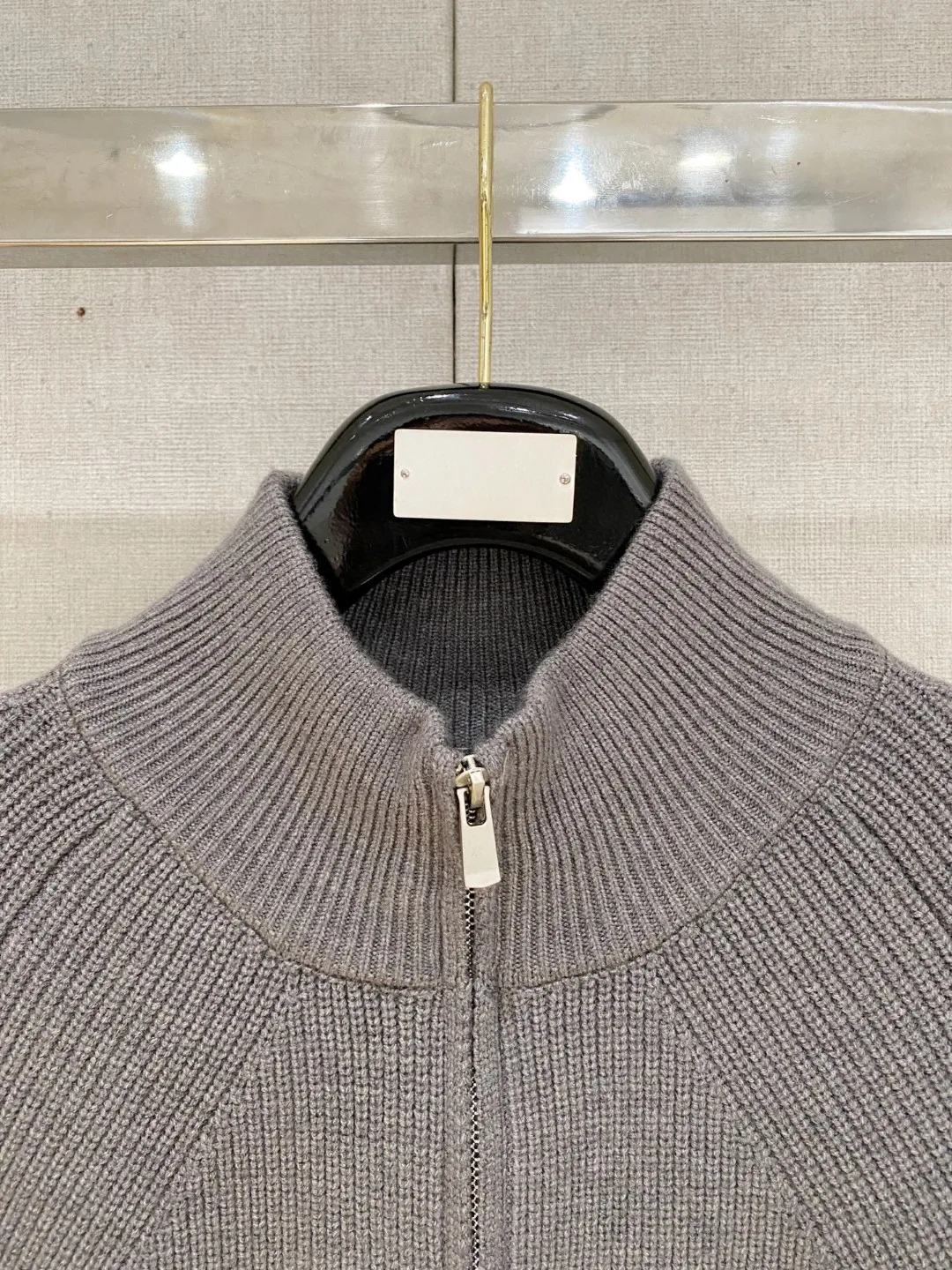 سترة محبوكة فضفاضة ودافئة بياقة واقفة وسحاب LP #4