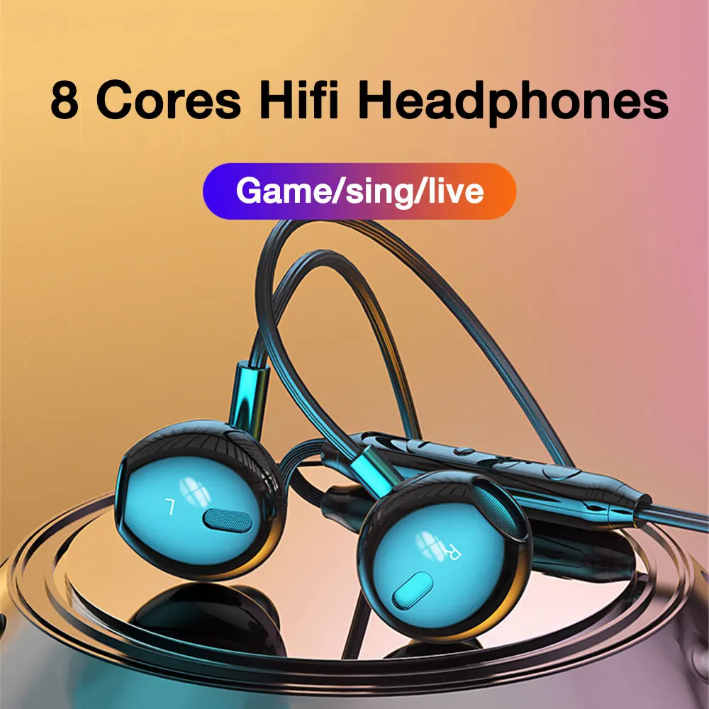 EARDECO 3.5 ملم سماعات أذن سلكية باس Hifi سلكية سماعات أذن ستيريو سماعة رأس رياضية مع ميكروفون سماعات مع سلك
