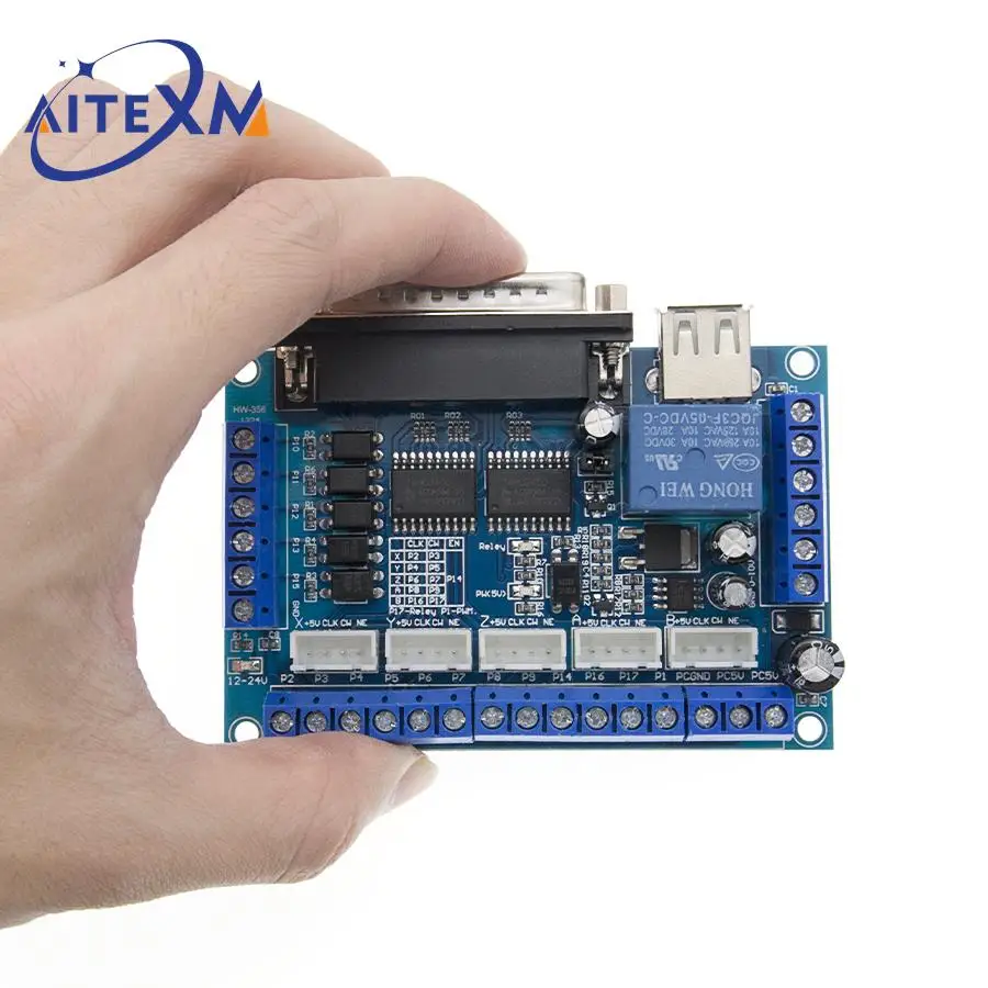 MACH3 Interface Board CNC 5 Axis With Optocoupler Adapter Stepper Motor Driver + USB Cable