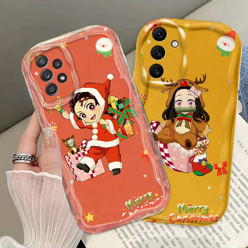 

Christmas Demon Slayer Phone Case For Samsung A73 A72 A71 A56 A55 A54 A53 A52 A51 A32 A36 A26 A25 A13 A14 5G Wave Oil