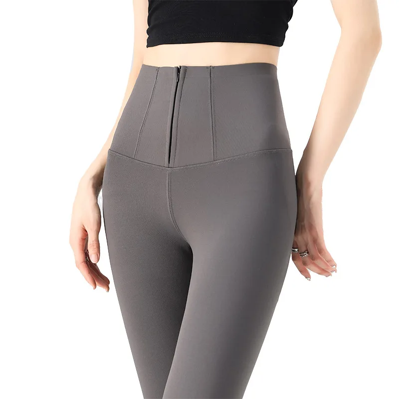 Hohe Taille Thiened Fce Yoga Hosen Damen Arche Haut Hosen Reißverschluss Bauch Kontrolle Outdoor Tragen Warme Schlankheits Bot