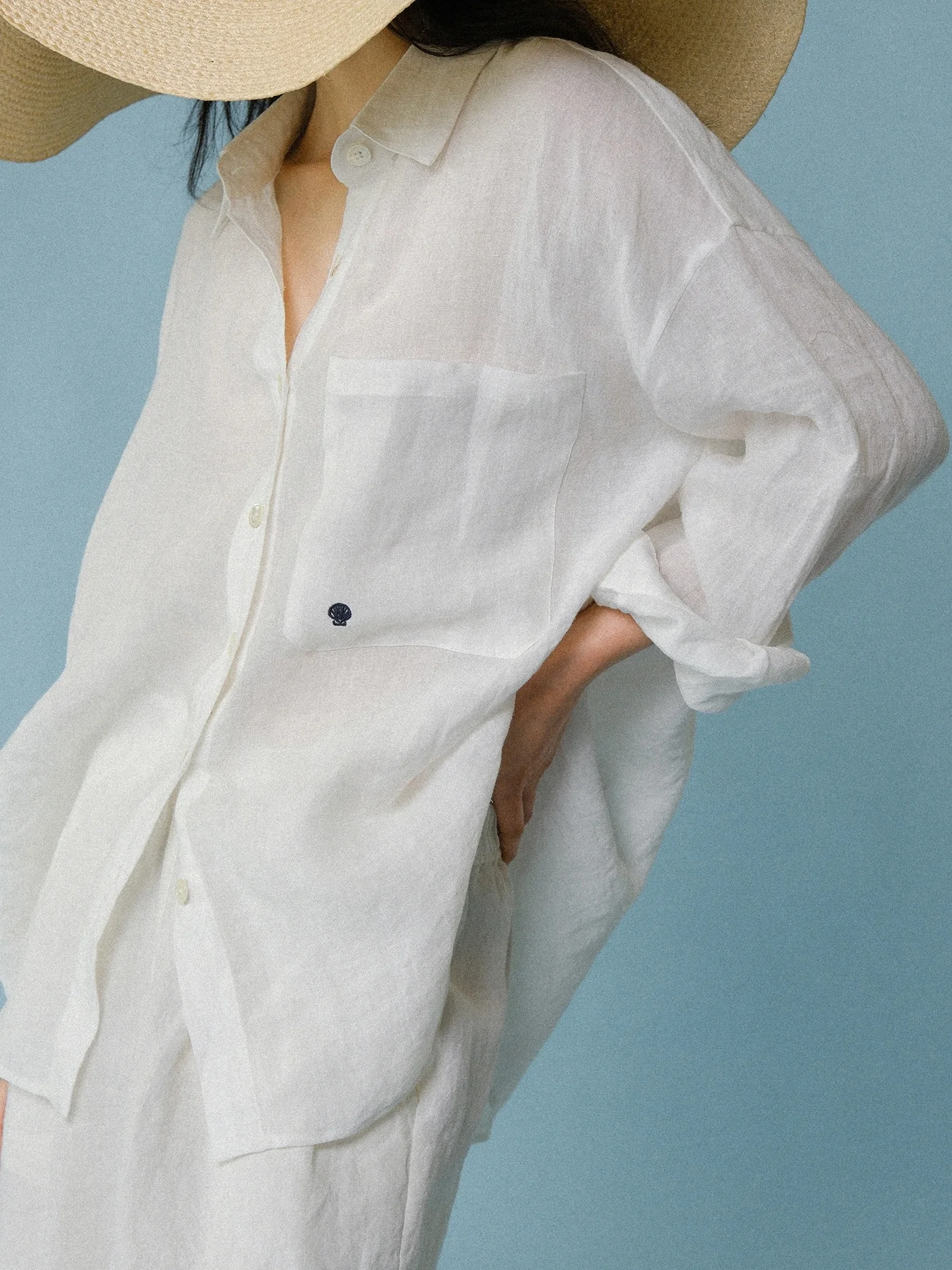 

Женский белый льняной повседневный длинный све irt, свободный крой, удобный дышащий топ ранней осени Faion Commute Sle