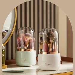 Makeup Brush Holder 360° Rotating With Lid Lipstick Eyebrow Pencil Holder Eye Shadow Storage Box Luxury Cosmetic Organizer