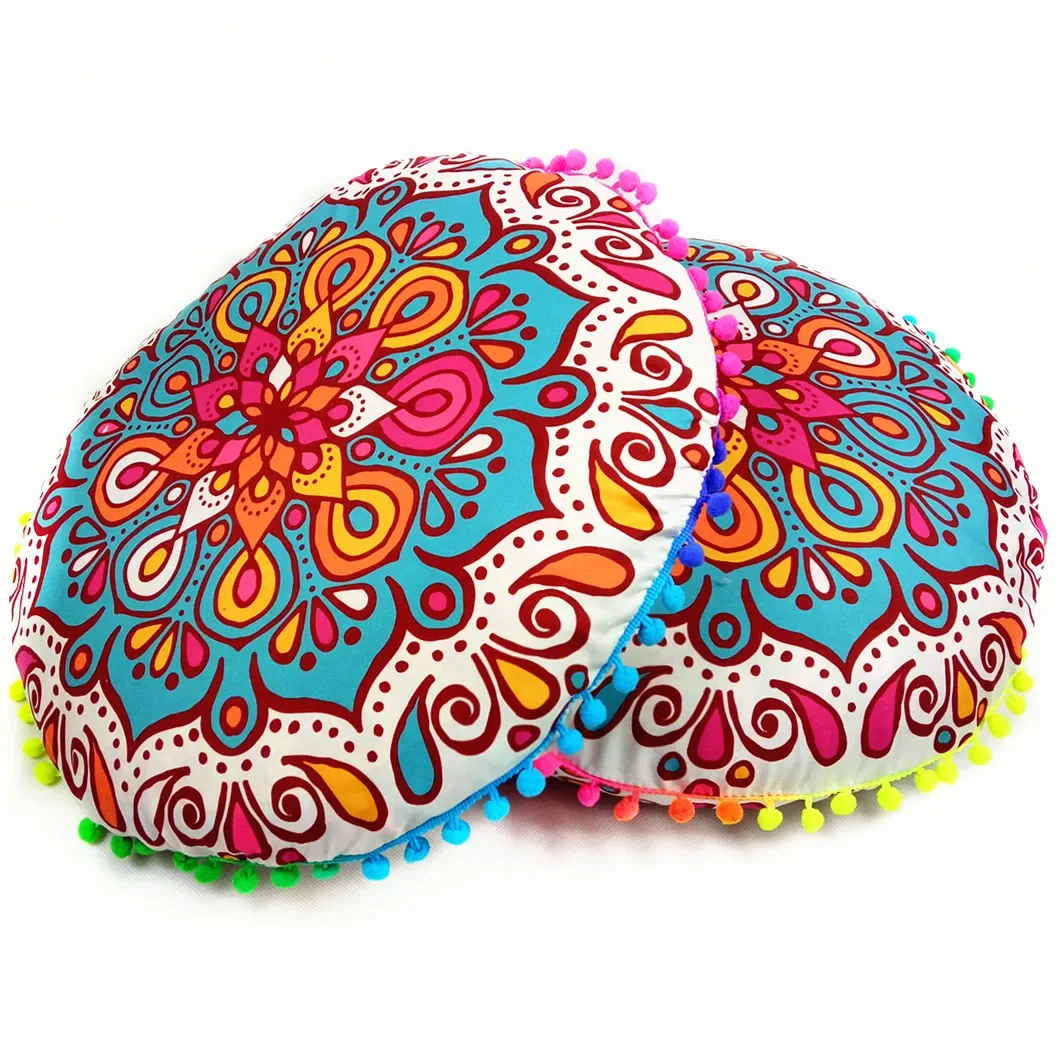 43/80cm Round Bohemian Pillow case Mandala Pattern Cushion Cover Indian Elephant Retro Meditation Floor Decorative Pillows