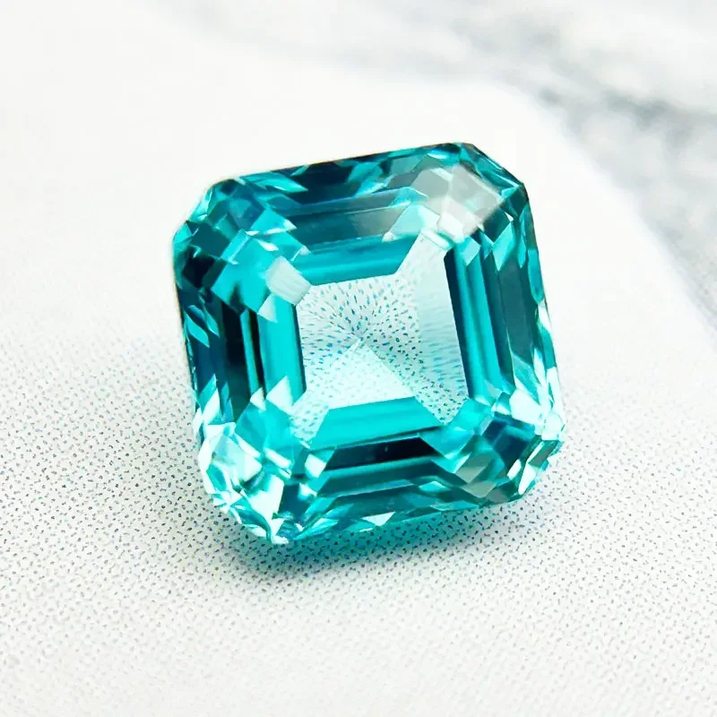 

Top Lab Grown Sapphire Paraiba Color Square Shape Asscher Cut VVS1 The Charm Of Jewelry Making With Certificate Wholesale Price