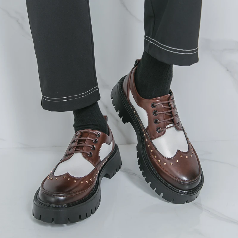 

Мужские туфли дерби на толстой подошве со шнуровкой, удобная классическая деловая мужская обувь, размеры 38-46