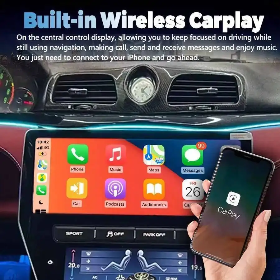 Yes RHD LHD Android 13 Car Radio For Maserati GT 2007 - 2015 AC Panel Multimedia Display 4G WiFi Video Player Carplay GPS Navi