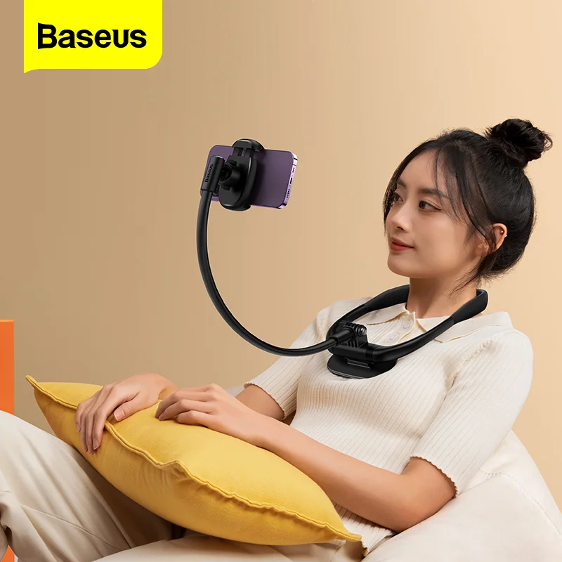 

Baseus Flexible Neck Phone Holder Stand Hanging Neck Bracket Bed Desk Mount Mobile Support Cell Phone Holders for 5.4-6.7" Phone