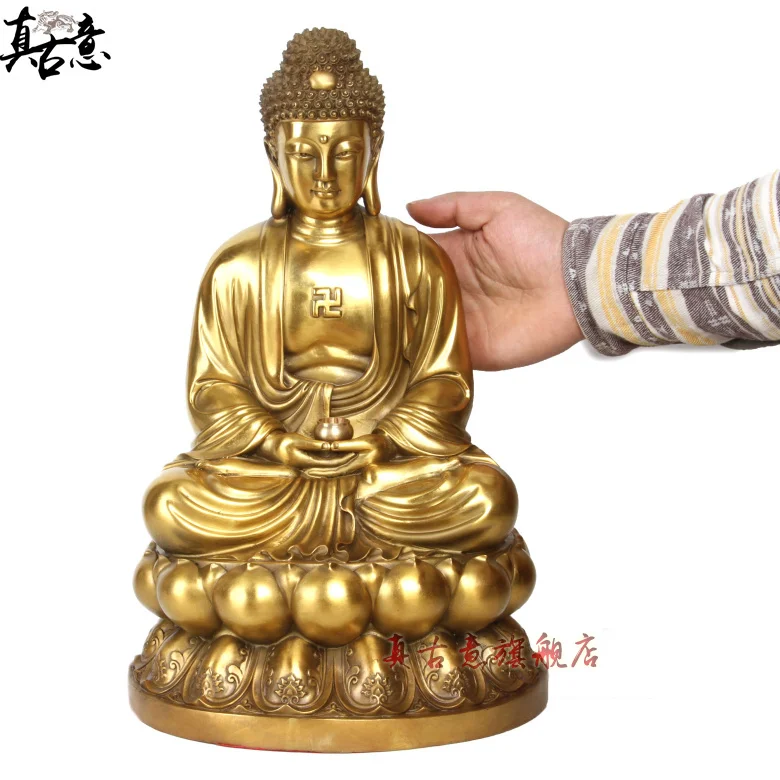 large  RARE -bless family Safety Health luck Talisman #office home shop efficacious Protection GOLDEN Buddhism Buddha statue