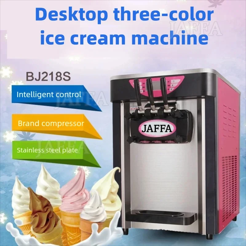 Commercial Soft Ice Cream Machine, 1200W Production Capacity Of 4.86Gal/H, 4.2*2 Liter Hopper, 3 Flavors, LCD Panel