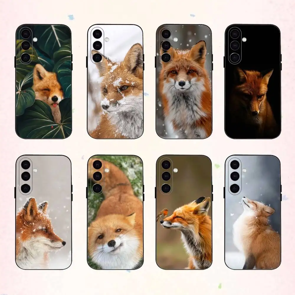 

Cute fox phone Case For Samsung Galaxy A73,A72,A71,A70,A53,A52,A51,Others Soft Black Shell