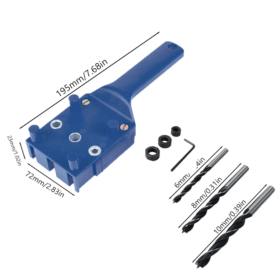 ABS Plastic Quick Wood Doweling Jig Handheld Pocket Hole Jig System 6/8/10mm Drill Bit Hole Puncher For Carpentry Dowel Joints