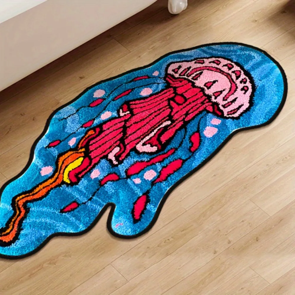 VIKAMA Cartoon Ocean Jellyfish Carpet Home Decor, Non-Slip And Dirt-Resistant, For Bedrooms And Living Rooms - Soft Runner Rug
