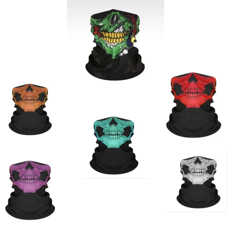 Multi-functional Color Skull Bandana Helmet Camping Halloween Neck Face Mask Paintball Ski Headband Hiking Scarves Breathable L