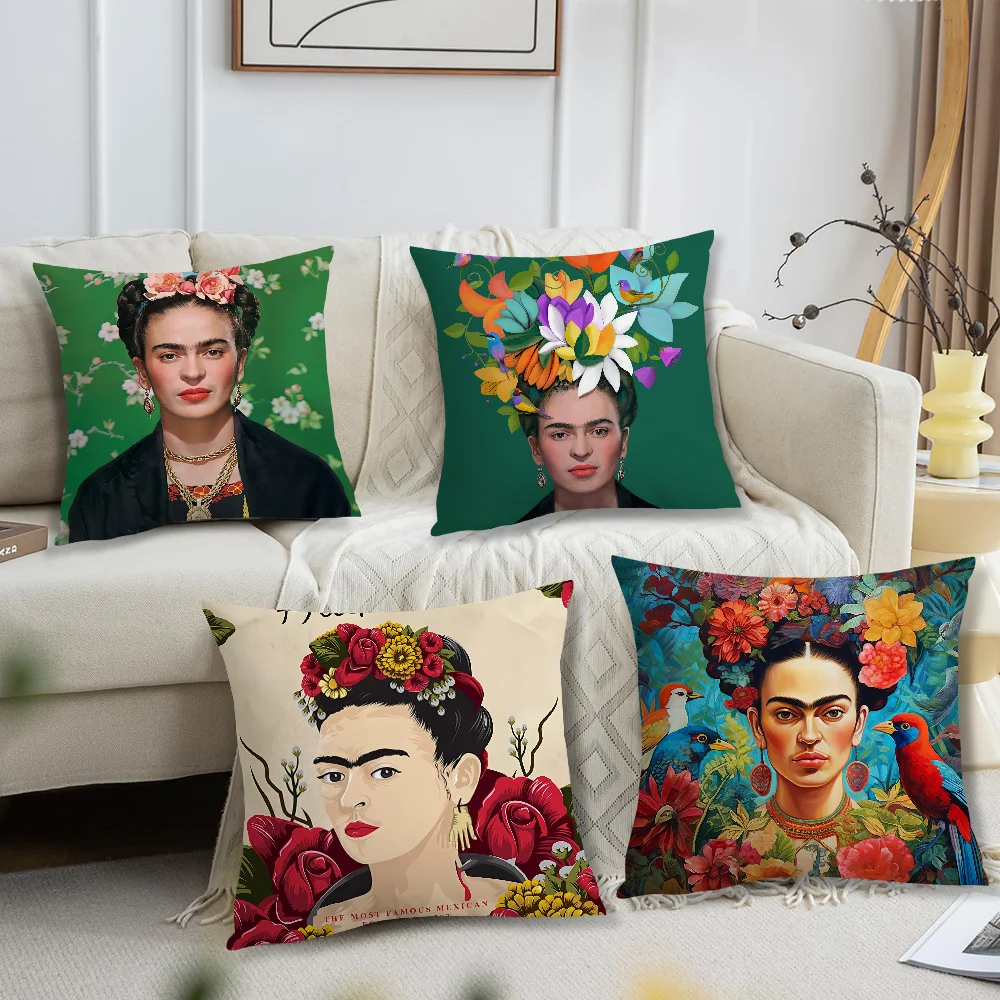 F-Frida K-Kahlo Art Pillow Case Living Room Headboard Bedroom Office Cushion Cushion Sofa Nap Time