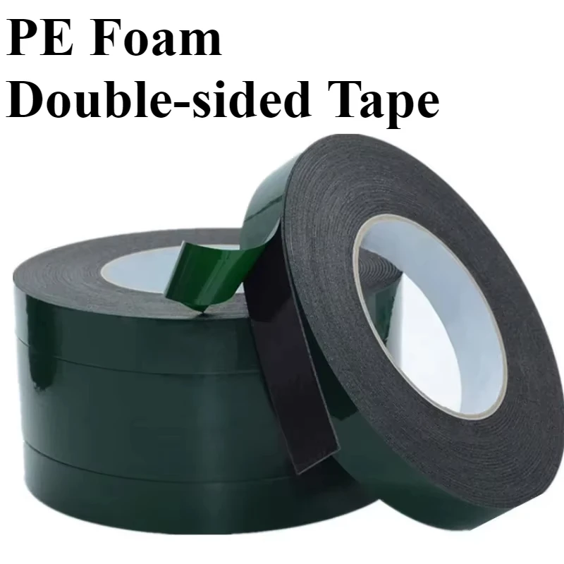 PE Foam Double-sided Tape Green Film Black Foam Fixed and Pasted Without Marks 10m Length 1mm Thick Cheap