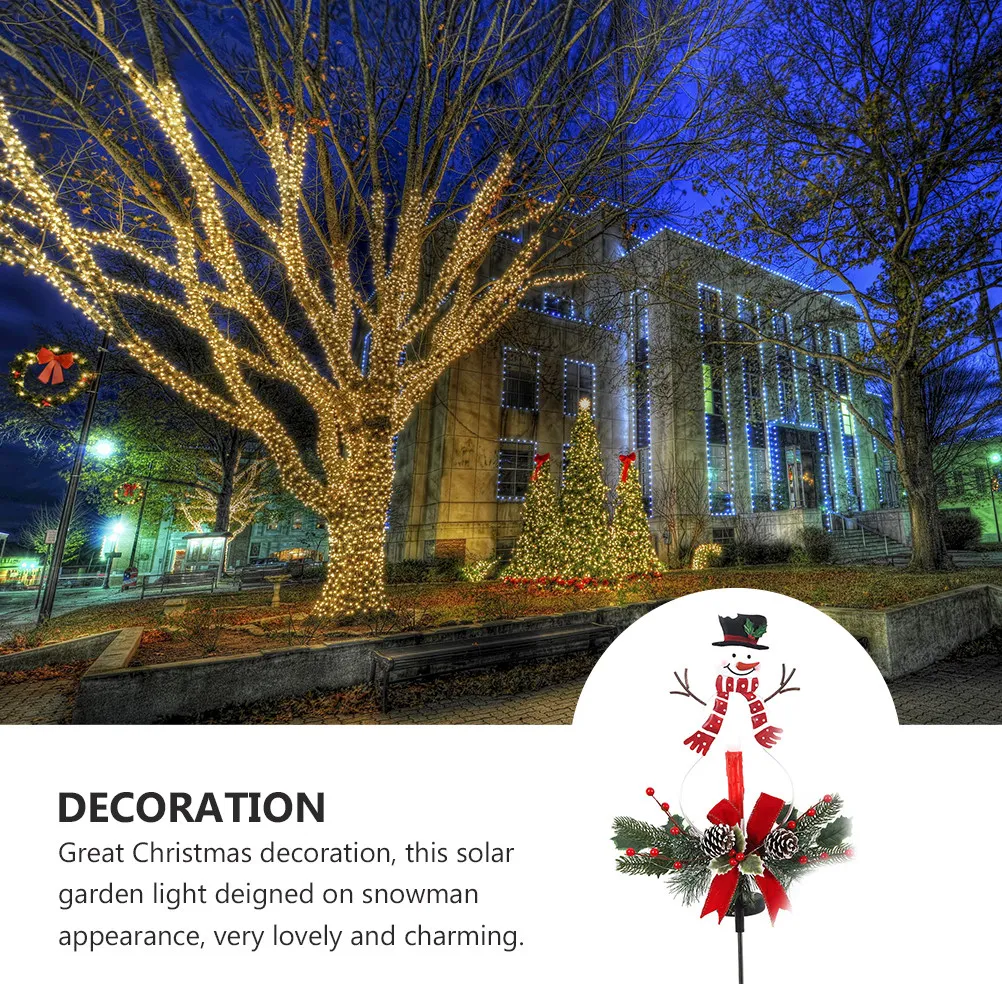 Christmas Solar Snowman Garden Light Waterproof Outdoor Lawn Lamp Decor for Trees Flowers Fence Walkway High Temp Cold Resistant