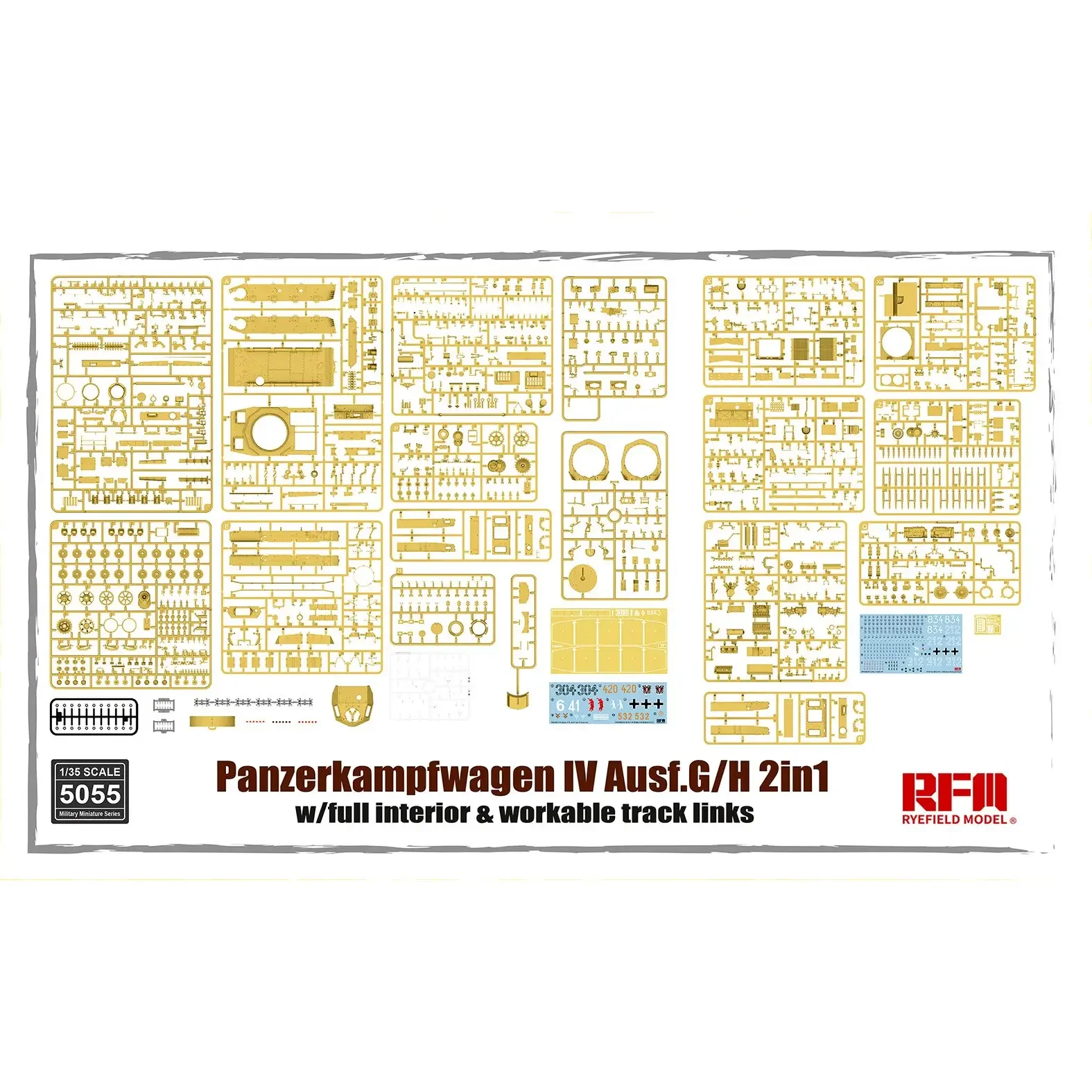 RYEFIELD MODEL RFM RM-5055 1/35 Pz.Kpfw.IV Ausf.G/H w/Full Interior - Assemble Scale Model Kit