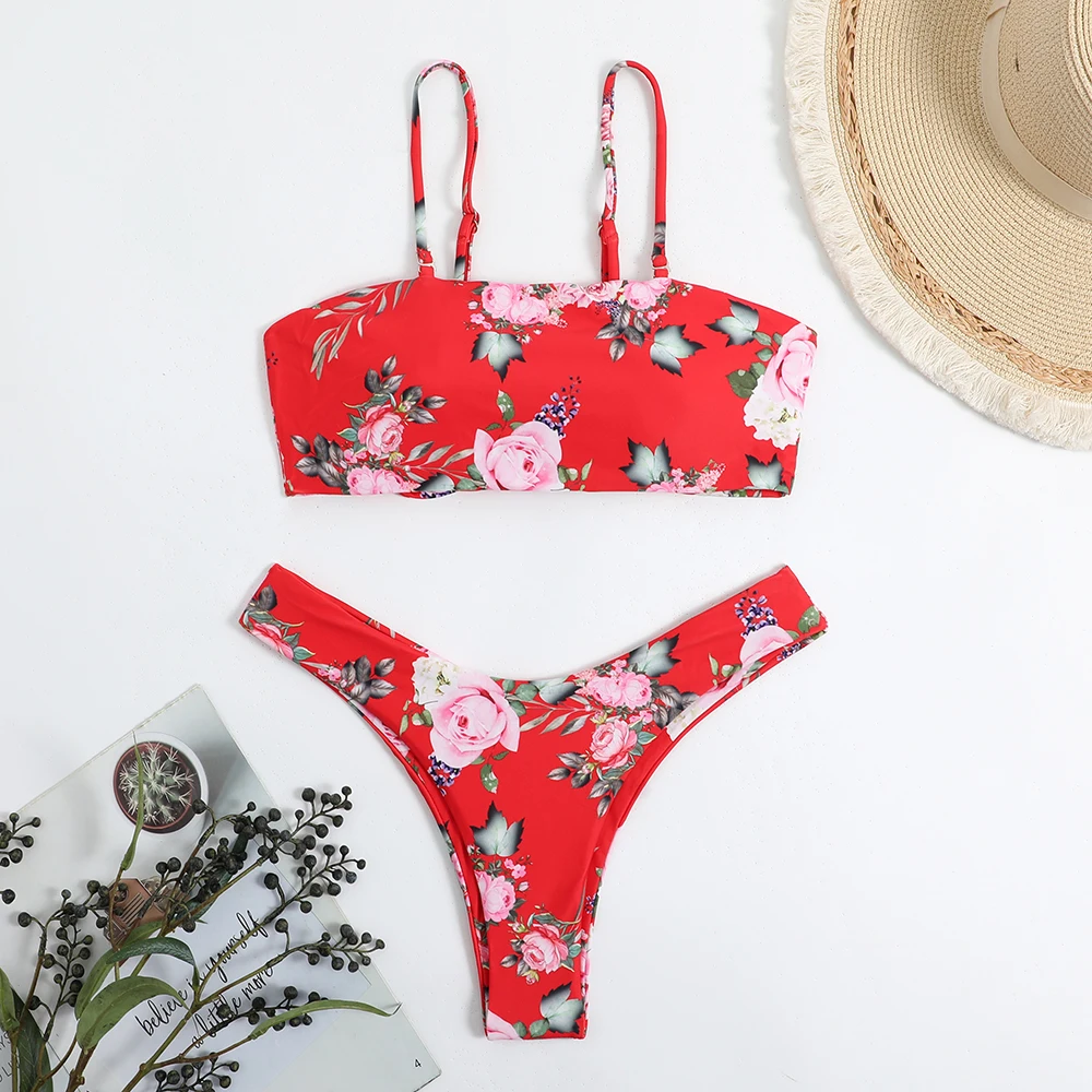 

2026 Floral Thong Bikinis Brazilian Strappy Swimsuit Women Swimwear Female Bathers Bathing Swimming Swim Suit Beachwear Summer