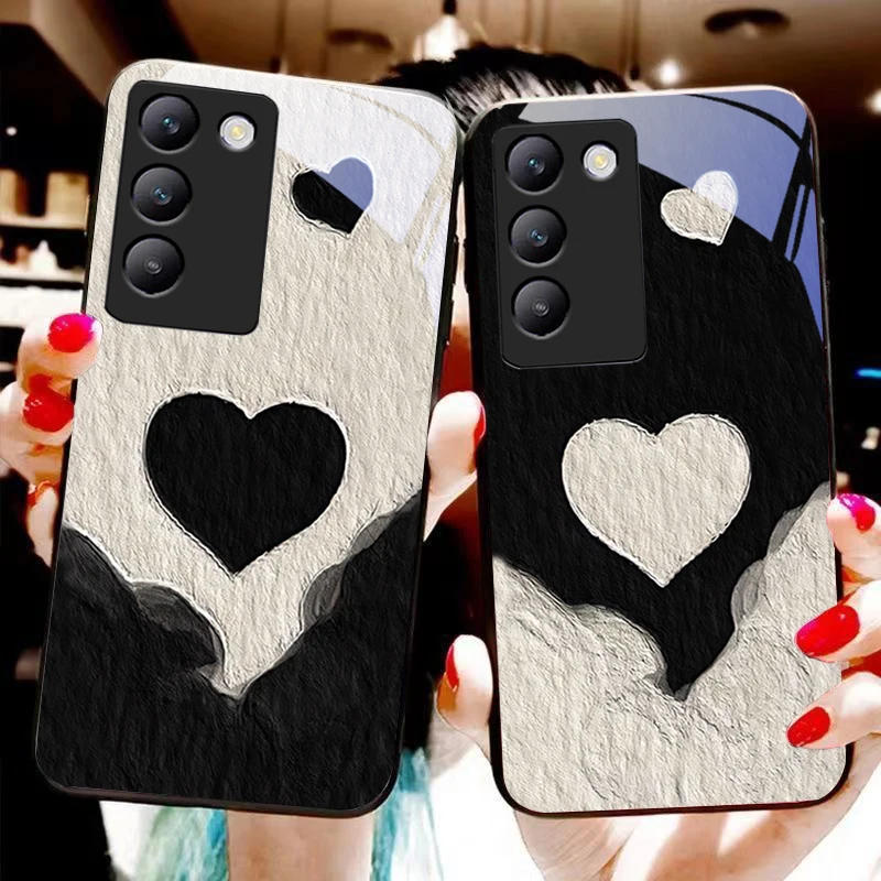 

Love Black And For Y72 33S 11 03 36 96 Lite 35 16 Iqoo 12 V40 SE 5G 29 40 21 30 X80 Pro Vivo Tempered Glass Phone Case Black