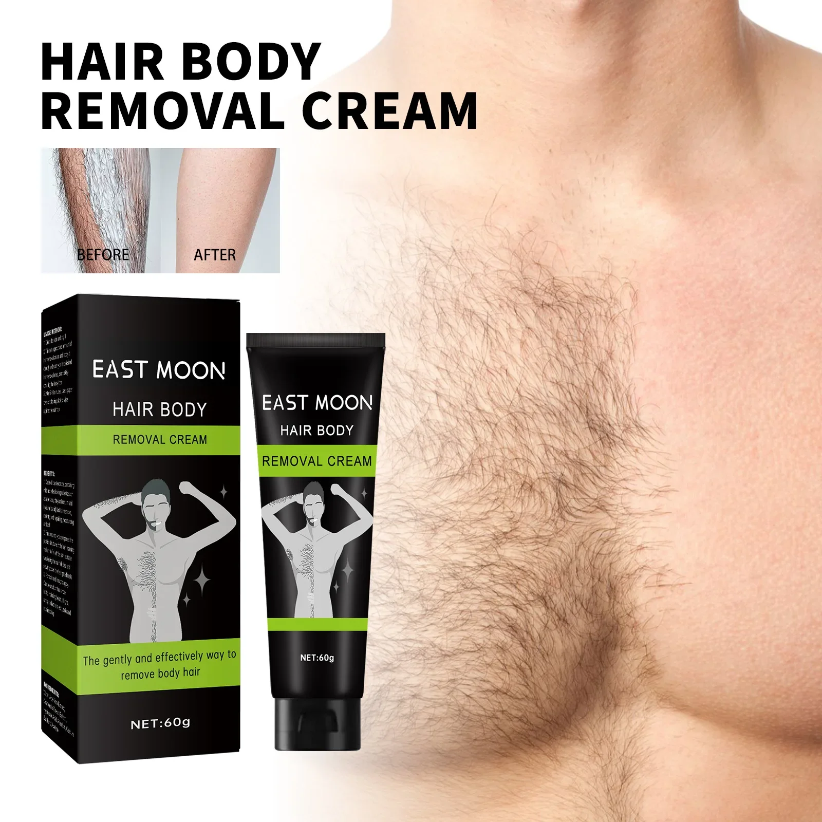 

East Moon Men's Body Depilatory Cream Armpit Arm Leg Gentle Not Hurt Skin Moisturizing Clean Hair Removal Cream Beauty Health