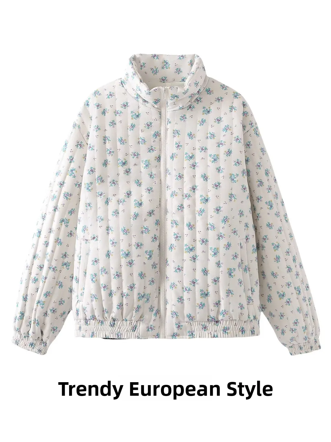 

Thiened American Sle Floral Print Cotton Jaet Women's Winter New Faion Outerwear Sli Trendy Commute Loose Fit