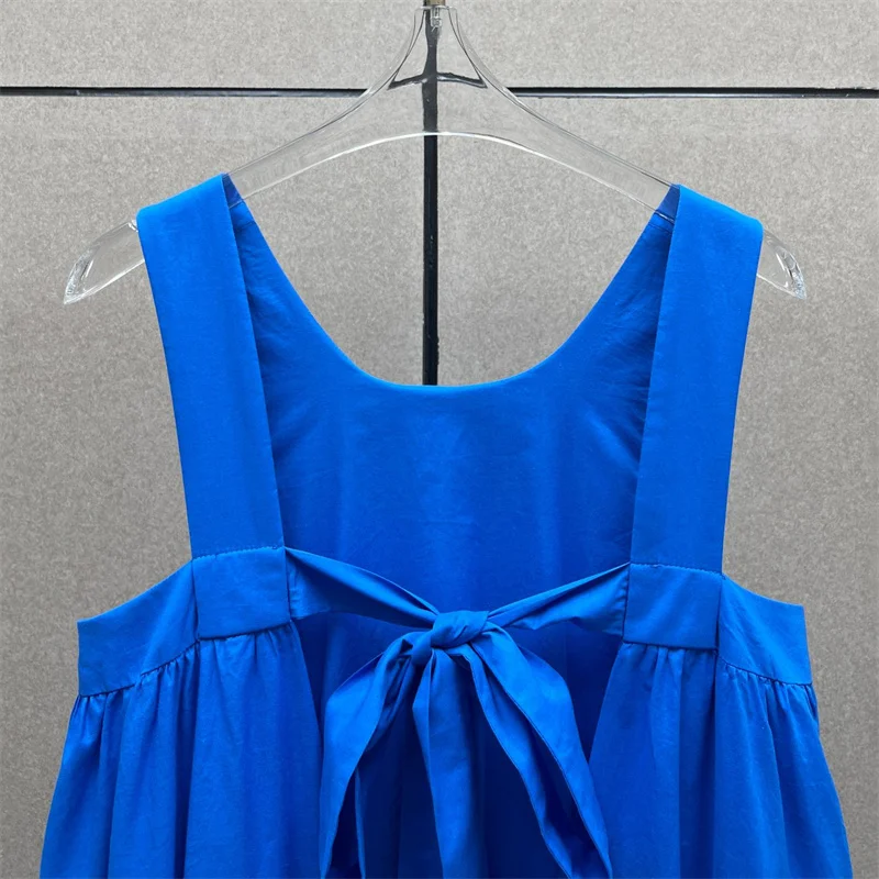 Immagine 5: Abito da donna nuovo con scollo rotondo, vestibilità slim, senza maniche, lungo, per l'autunno 2026, abito da festa senza schienale, in cotone, abiti casual da donna