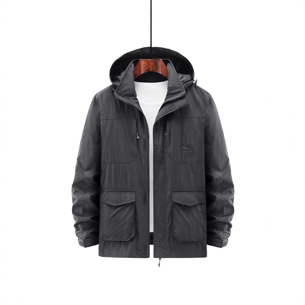 

Мужская куртка на весну и осень, новая спортивная мужская повседневная куртка с несколькими карманами, свободная ветрозащитная водонепроницаемая куртка