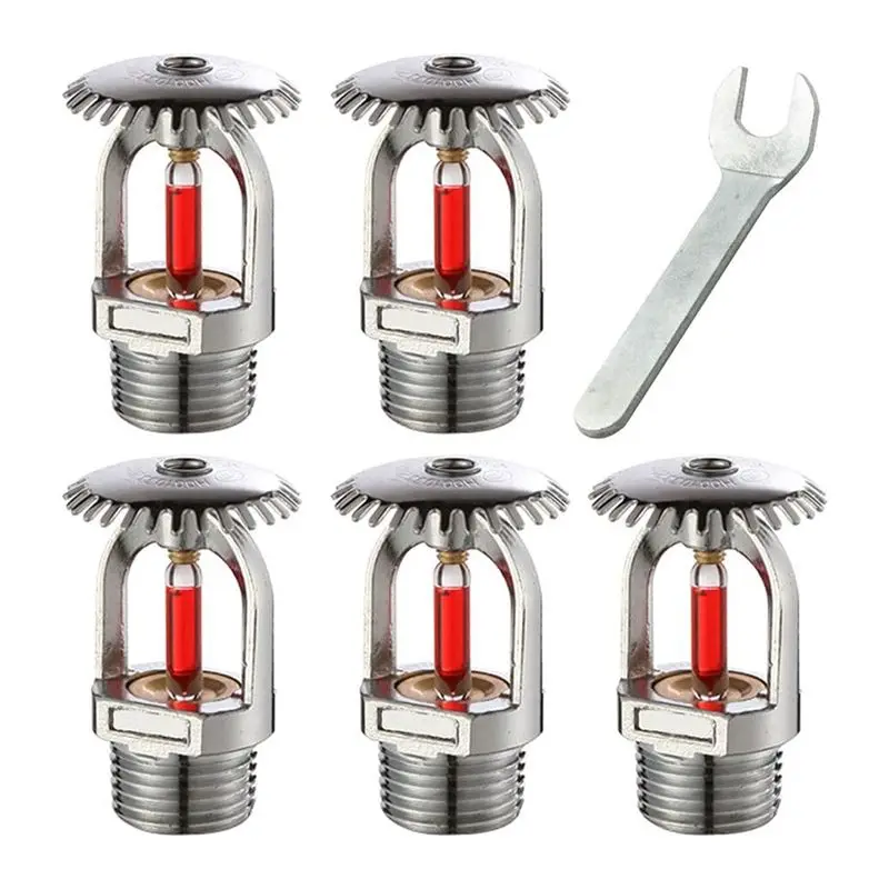 

Premium-5Pcs Fire Sprinkler-Head 155℉, Upright Sprinklers-Head Water Spray-Up 68℃ Quick Response 1/2Inch NPT Thread