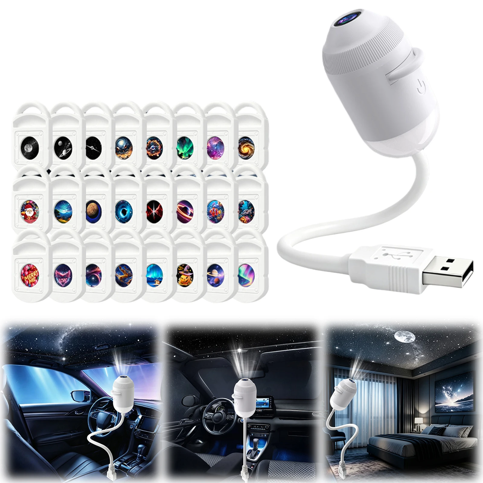 Mini Galaxy Star Projector 2-in-1 Space Projectors Night Light 360 Rotating Galaxy Light Star Projector Starry Sky Ambient Light