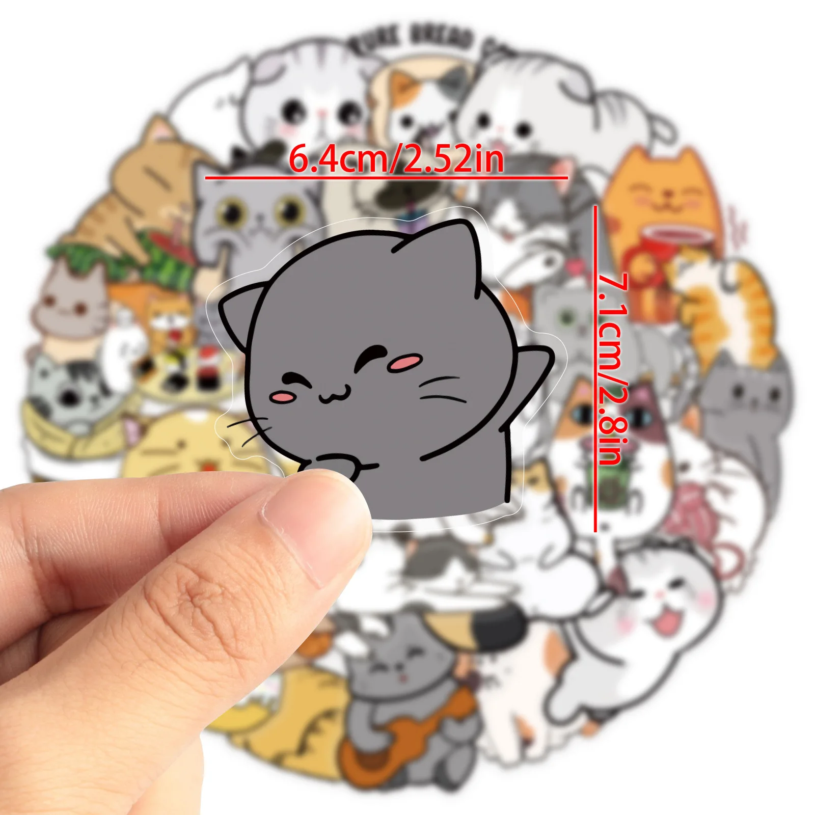 50 pezzi simpatico gatto graffiti adesivo cartone animato divertente gattino trasparente decalcomania giocattolo per bambini regalo tazza d'acqua fai da te cassa del telefono diario scrapbook