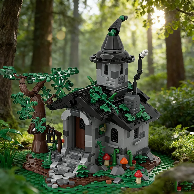 731 Piezas, Casa de la Bruja de Ingeniería Urbana, MOC, Bloques de Construcción Modulares Personalizables, Diseño Creativo Educativo, Juguete de Ensamblaje DIY, Regalo