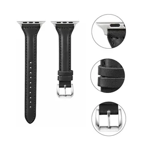 Fine leather bracelet for Apple Watch, Ultra-2, 49mm, 7, 8, 9, 41mm, 45mm, 38mm, 42mm, pulse bracelet, Iwatch SE, 6, 5, 4, 3, 40mm, 44mm, 42mm, 45mm. 10 Main Sales Leather Bracelet for Watch - №8
