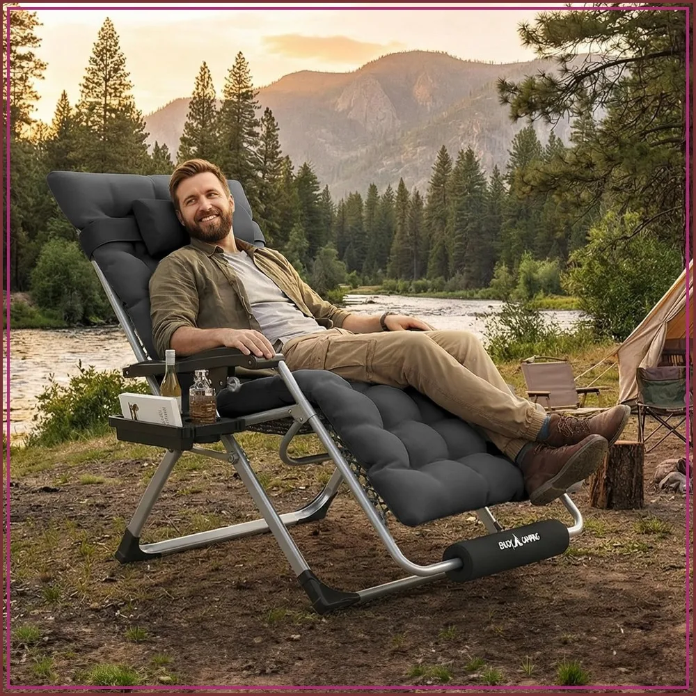 Oversized Zero Gravity Chair Folding Reclining Padded Patio Lounge Chairs