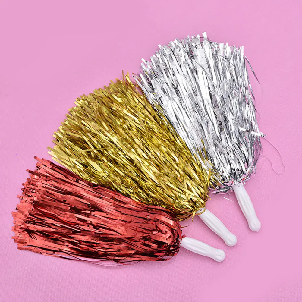 

14Pcs Glitter Pompoms for Cheerleaders Mixed Colors Smooth Handle Durable Cheering Squad Supplies Sports Game Cheer Accessory