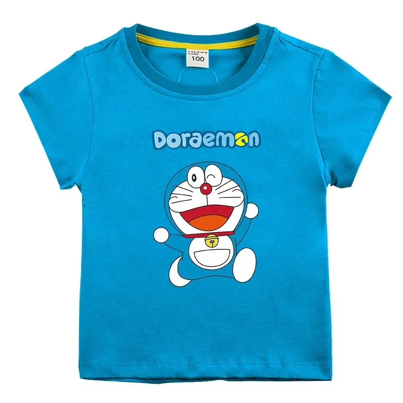 Doraemon cartoon children's short-sleeved T-shirt 2022 summer new boys and girls round neck cotton top