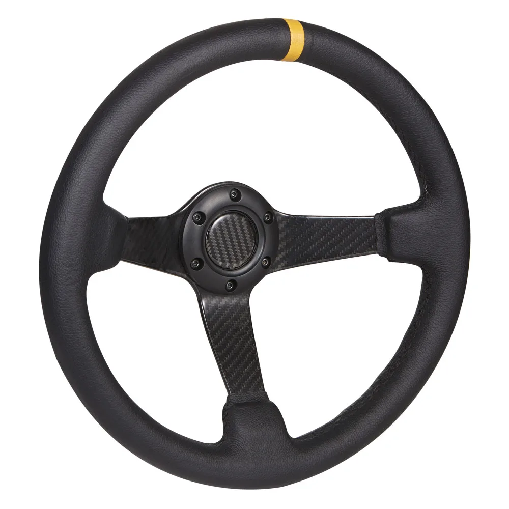 Universal 350mm/14'' Universal Deep Corn Steering Wheel With Carbon Fiber Spoke for Racing Sports Car