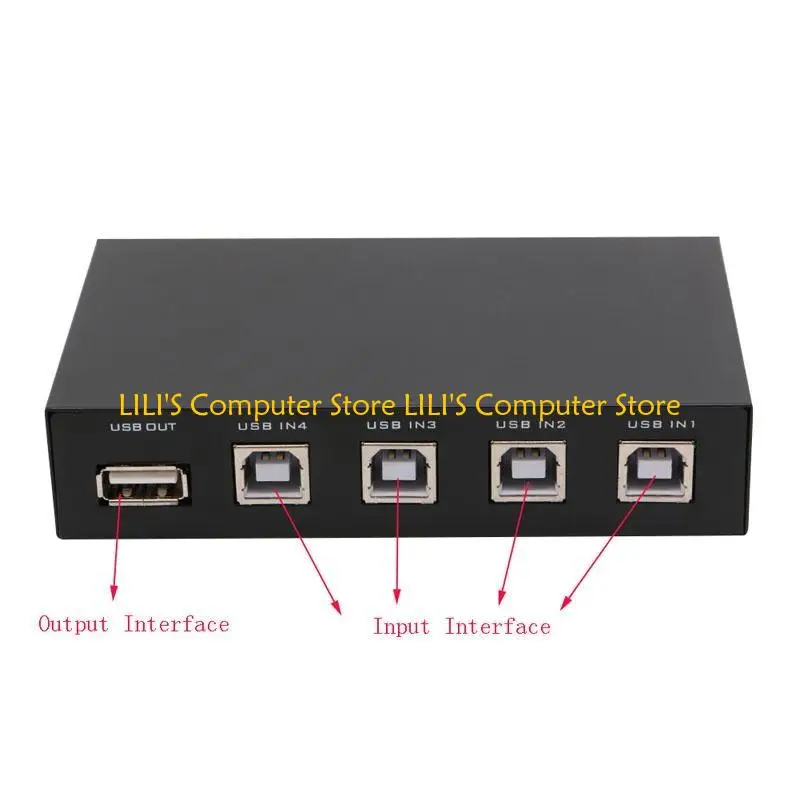 A52B USB Printer Sharing Device 4 in1 Out Printer Sharing Switch Manual KVM Converter