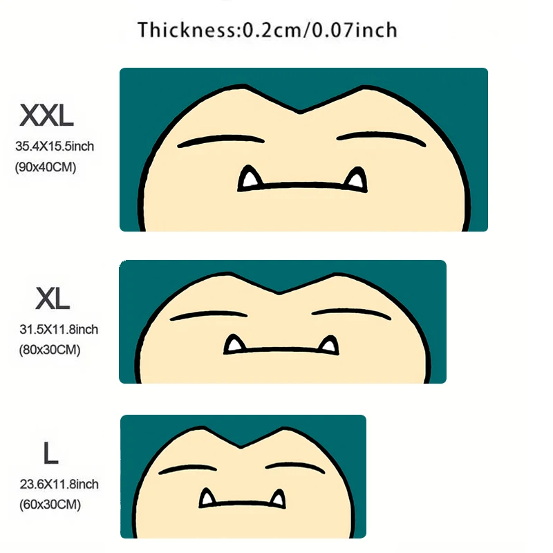 사무실 노트북 카와이 애니메이션 마우스 패드 XXL 확장 데스크 매트, PC S-Snorlax 게이머 캐비닛 마우스 패드, P-Pokemones 키보드 러그 카퍼