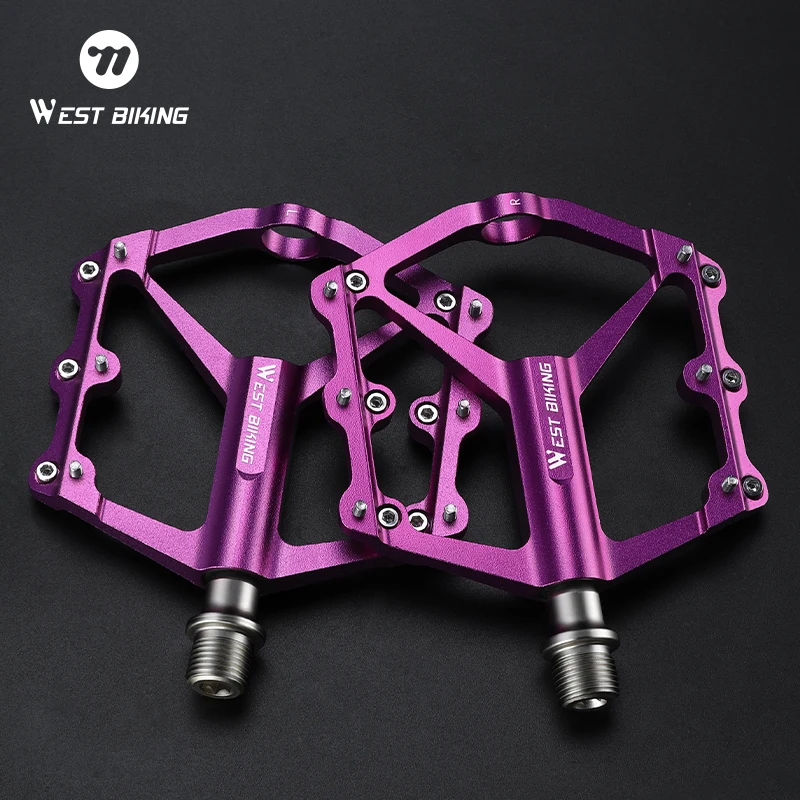 WEST BIKING Ultraleichtes Fahrradpedal 3 Lager Aluminiumlegierung Breites Fahrradpedal Rutschfestes MTB Rennrad-Pedal Fahrradzubehör