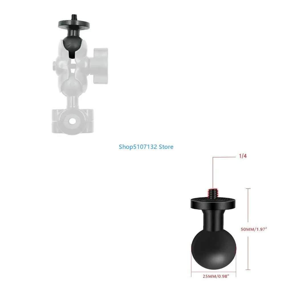 87HD Aluminum Alloy Base Holder 25mm Ball for Head 1/4 Screw Rearview Mirror for Motorcycle Electric Vehicles Scooter Cellpho