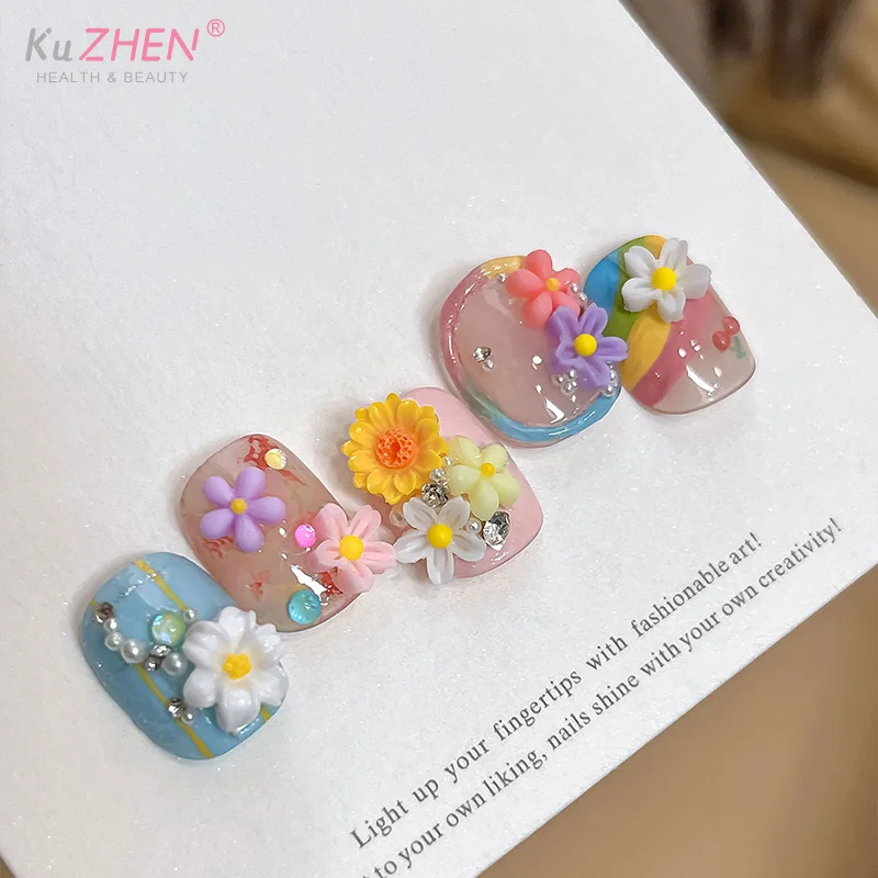 50 قطعة زهرة ملونة مسمار الملحقات ديزي خمسة البتلة زهرة الراتنج مسمار الحفر ثلاثية الأبعاد الزهور المختلطة مجوهرات أظافر المواد الزخرفية #1