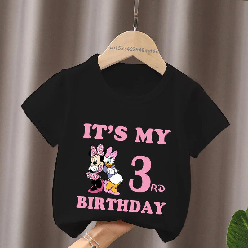 It\'s My 1 2 3 4 5 6 7 8 9 Years Birthday Boys Girls T shirt Minnie Mouse & Daisy Duck Print Kids Clothes Baby Children T-Shirts