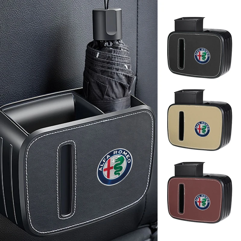 Multifunctional car seat back trash can Storage box Storage pocket For Alfa Romeo 147 159 156 Giulietta Giulia Mito Spider