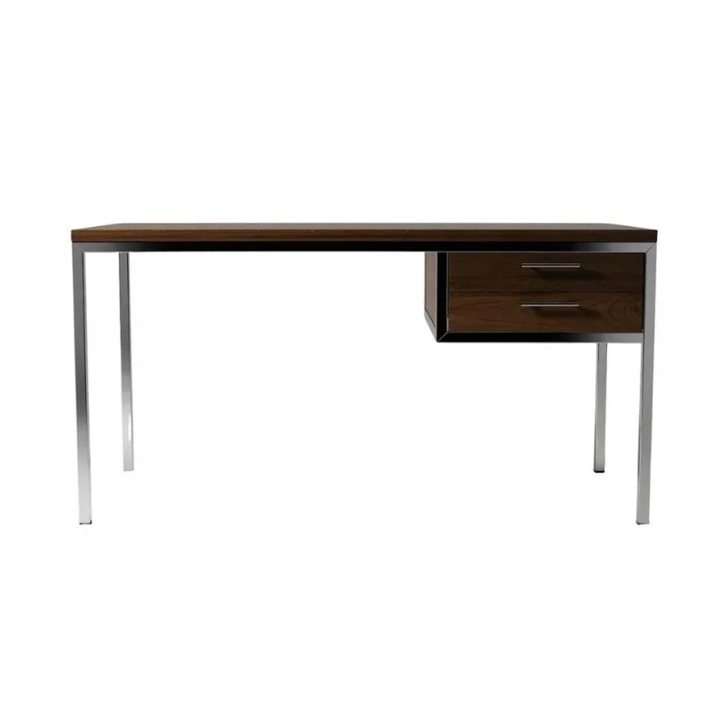 Modern Computer Desk Minimalist Teak Wood Desk with Aluminum Legs Designed for Industrial Office Furniture